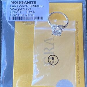 Moissanite Silver Ring with Clear Stone